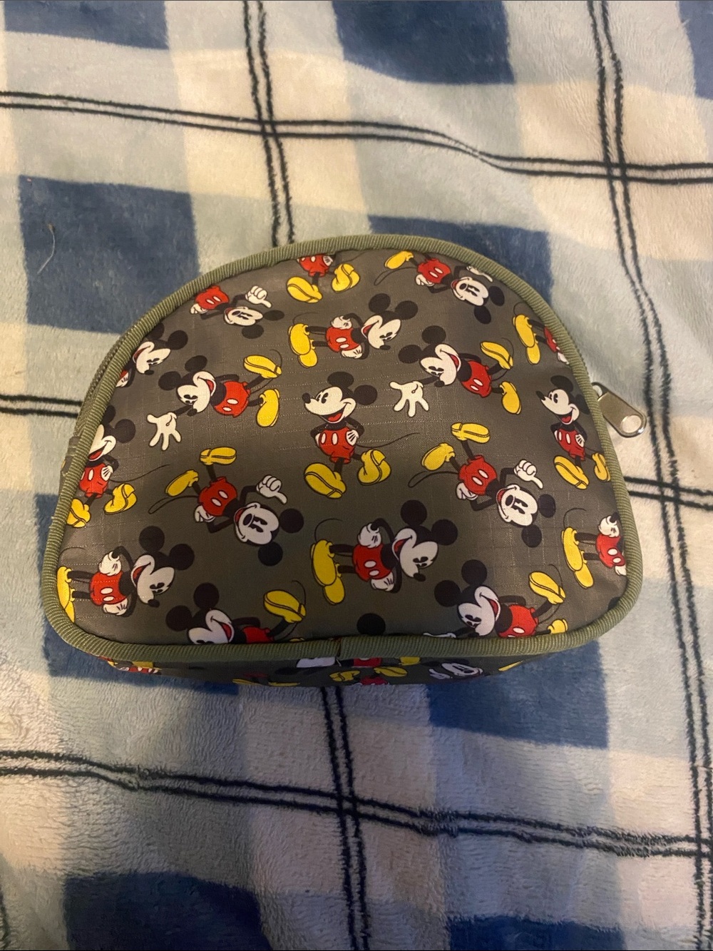 Disney Mickey Mouse Gray Cosmetic Pouch with Red & Yellow Accents